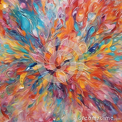 painting image of the majestic,ornate,acrylic,exploding prisms of vibrant dynamic colors of springtime. Stock Photo