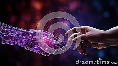 Artificial intelligence hand with a glowing data network symbolizing advanced digital automation Stock Photo