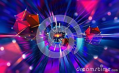 Artificial Intelligence. High speed data stream. Big Data Concept. Computer Mind and Quantum Architecture Stock Photo