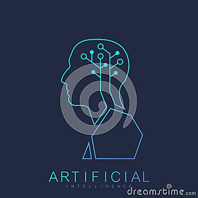 Artificial Intelligence Human Logo Machine Learning Concept. Vector Icon Artificial Intelligence, Logotype, Symbol, Sign Vector Illustration