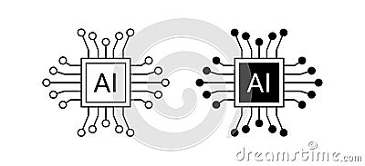 Artificial intelligence icon design emblem collection. AI Circuit chip digital smart mind network symbol vector Vector Illustration