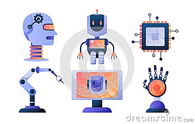 Artificial intelligence icon set element design vector. AI technology and cyber elements. Futuristic technology service and Vector Illustration