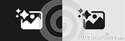 Ai image icon with sparkle effects for modern applications in contrasting color schemes Vector Illustration