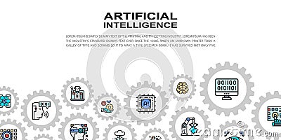 Artificial Intelligence landing page with colored icons. Robotics, Chatbot, Database, Big Data vector website concept Vector Illustration