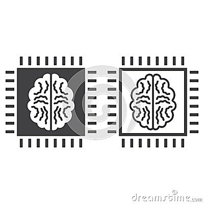 Artificial intelligence line icon, outline and solid vector sign Vector Illustration