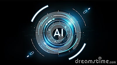Artificial Intelligence Logo on futuristic technology background, AI generative technology concept, digital Hud futuristic, vector Vector Illustration