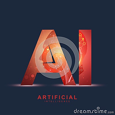 Artificial Intelligence Logo. Artificial Intelligence and Machine Learning Concept. Vector symbol AI. Neural networks Vector Illustration