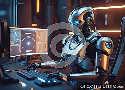 Artificial Intelligence, Machine Learning, and Automation Concept. Generative AI Stock Photo