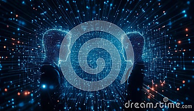 Artificial Intelligence, Machine Learning, Deep Learning, Neural Network Future Technology Concept. Stock Photo
