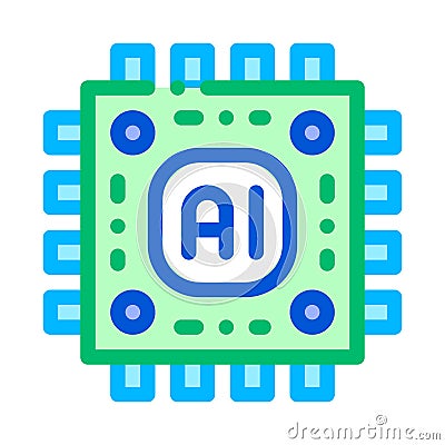 Artificial Intelligence Microchip Vector Sign Icon Vector Illustration