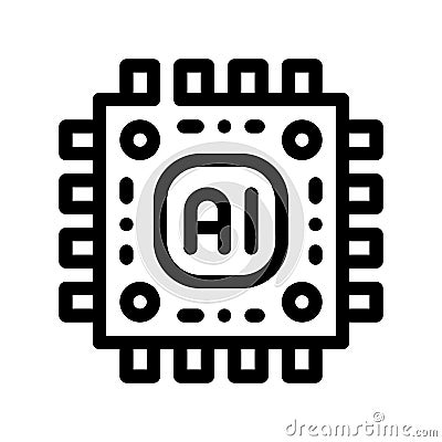 Artificial Intelligence Microchip Vector Sign Icon Vector Illustration