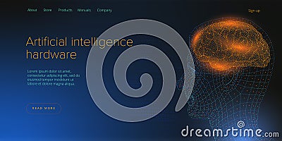 Artificial intelligence or neural network concept in isometric vector illustration. Neuronet or ai technology background with Vector Illustration