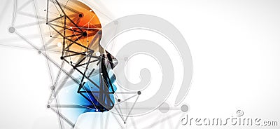 Artificial intelligence neuro style. Technology web background. Virtual conc Vector Illustration