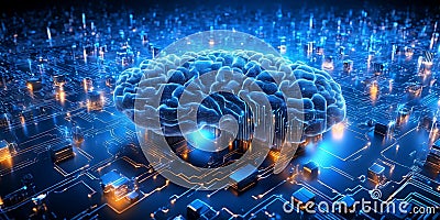 Artificial intelligence neurological data brain Stock Photo