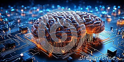 Artificial intelligence neurological data brain Stock Photo