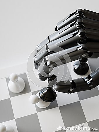 Artificial Intelligence Playing Chess 3d Illustration Concept Stock Photo