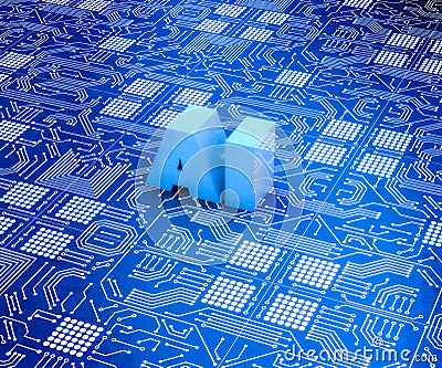 Artificial intelligence potential. Central fulcrum of an electronic device inside a computer. AI Stock Photo