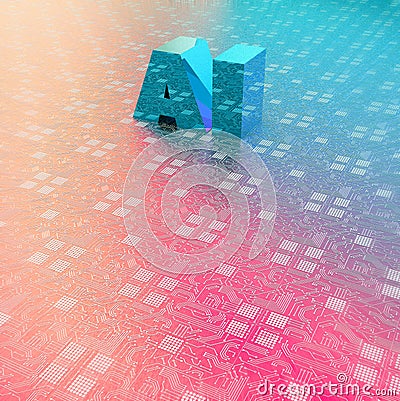 Artificial intelligence potential. Central fulcrum of an electronic device inside a computer. AI Stock Photo