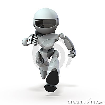 An artificial intelligence robot approaching here. Cartoon Illustration