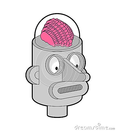 Artificial Intelligence. Robot with brain. Retro robot head amd brains. vector illustration Vector Illustration