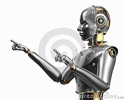 Artificial intelligence robot or cyborg finger point Stock Photo