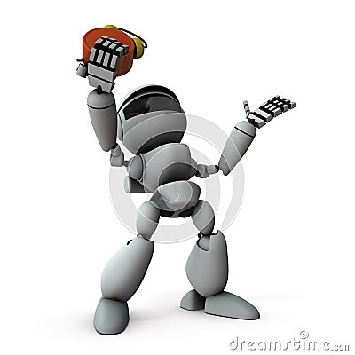 An artificial intelligence robot that is in a hurry when the time runs out. Stock Photo