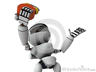 An artificial intelligence robot that is in a hurry when the time runs out. Stock Photo