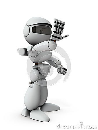An artificial intelligence robot that limits and controls. White background. Stock Photo