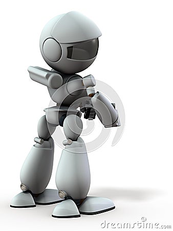 An artificial intelligence robot looking back. Cartoon Illustration