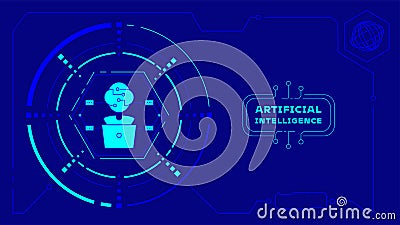 Artificial intelligence robot processing data Vector Illustration