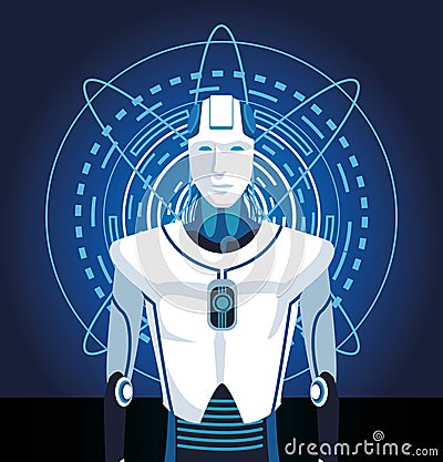 Artificial intelligence technology cyborg machine robot Vector Illustration