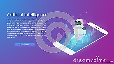 Artificial intelligence technology information background,future technology,robot assistance,big data analytis by artificial Vector Illustration