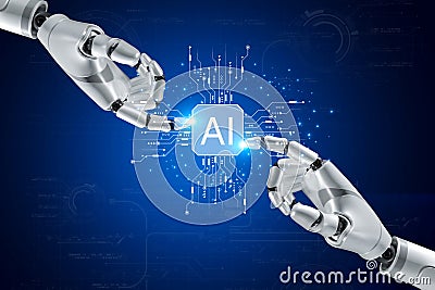 Artificial Intelligence. Technology smart robot AI, artificial intelligence by enter command prompt for generates something, Stock Photo