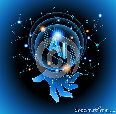 Artificial intelligence tool for data analysis. AI technology for charts and marketing strategy. Training for AI engineers. Using Vector Illustration