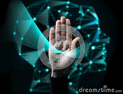 Artificial intelligence training based on the available information. Processing of arrays of information Stock Photo