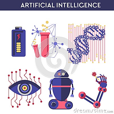 Artificial intelligence vector illustration of robot human mind Vector Illustration