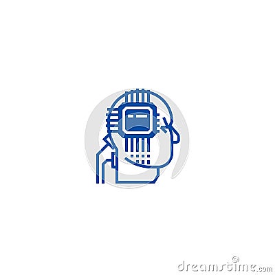 Artificial interlligence,ai line icon concept. Artificial interlligence,ai flat vector symbol, sign, outline Vector Illustration
