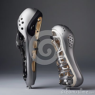 Artificial joint implants of metal and plastic, knee,AI generated Stock Photo