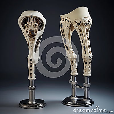 Artificial joint implants of metal and plastic,knee,AI generated Stock Photo