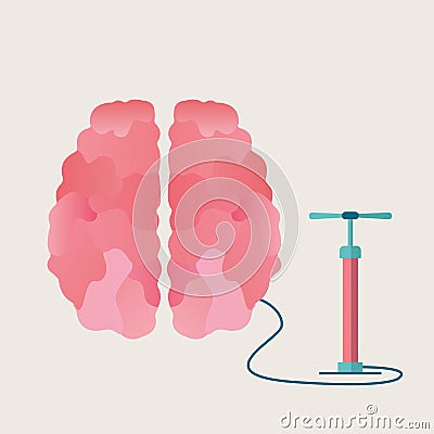 Artificial Lung Ventilation Illustration, Pump Connected To Lungs, Pink Background Vector Illustration