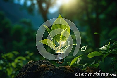 artificial photosynthesis concept with lightbulb Stock Photo