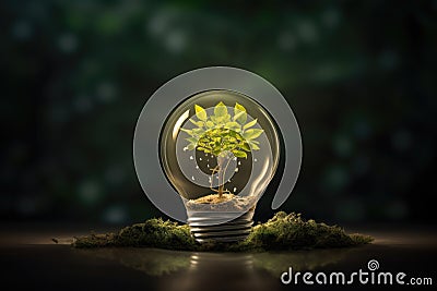 artificial photosynthesis concept with lightbulb Stock Photo