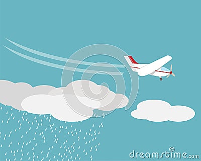 Artificial rain, Rainmaking, Cloud seeding,vector Vector Illustration