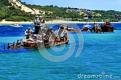 The Wrecks - the artificial reef at Moreton Island. Queensland Stock Photo