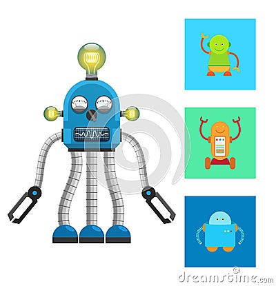 Artificial Robot and Creatures Vector Illustration Vector Illustration