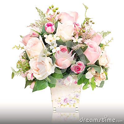 Artificial rose flower pot Stock Photo