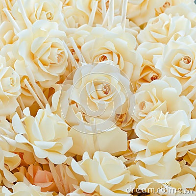 Artificial rose wood flowers Stock Photo