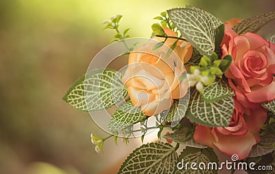 Artificial roses,vintage filtered. Stock Photo