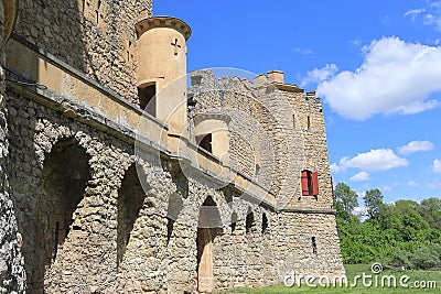 An artificial ruin of a medieval castle on the edge of the Lednice-Valtice area, built in 1801. Stock Photo