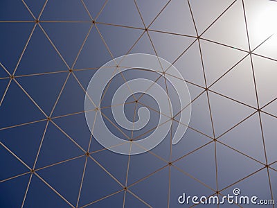 Artificial semisubmersible geodesic dome in the blue sky background in Fuerte Ventura Stock Photo